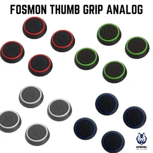 FOSMON KARET SILIKON ANALOG THUMB GRIP STICK STIK PS3 PS4 PS5 FOR PLAYSTATION 5 4 3 2 1 XBOX ONE S X FOR NINTENDO SWITCH PRO CONTROLLER WII U ROG ALLY X STEAM DECK UNIVERSAL GAMEPAD GAME PAD JOYSTICK CONTROLLER JOY STICK SILICONE TOPI CAP KARET RUBBER