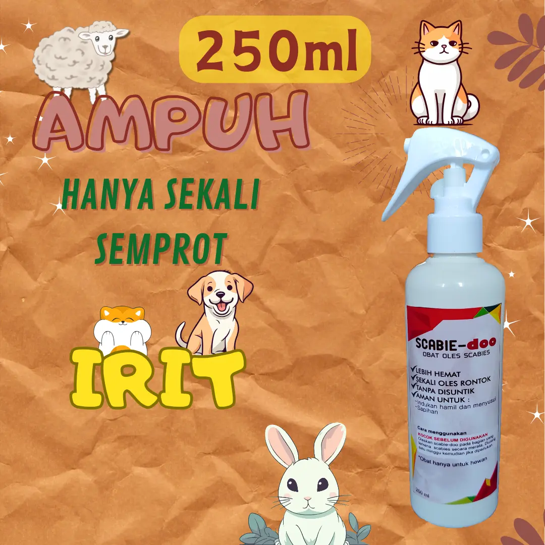 Anti kutu semprot spray scabies gudik kelinci kucing hewan ampuh 250ml