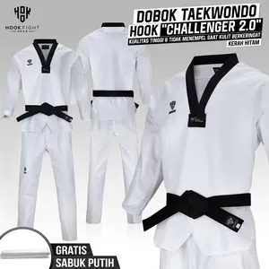 Baju Taekwondo Kerah Hitam Hook Dobok Seragam Taekwondo Dobok Seragam Taekwondo Kerah Hitam Hook 1DC