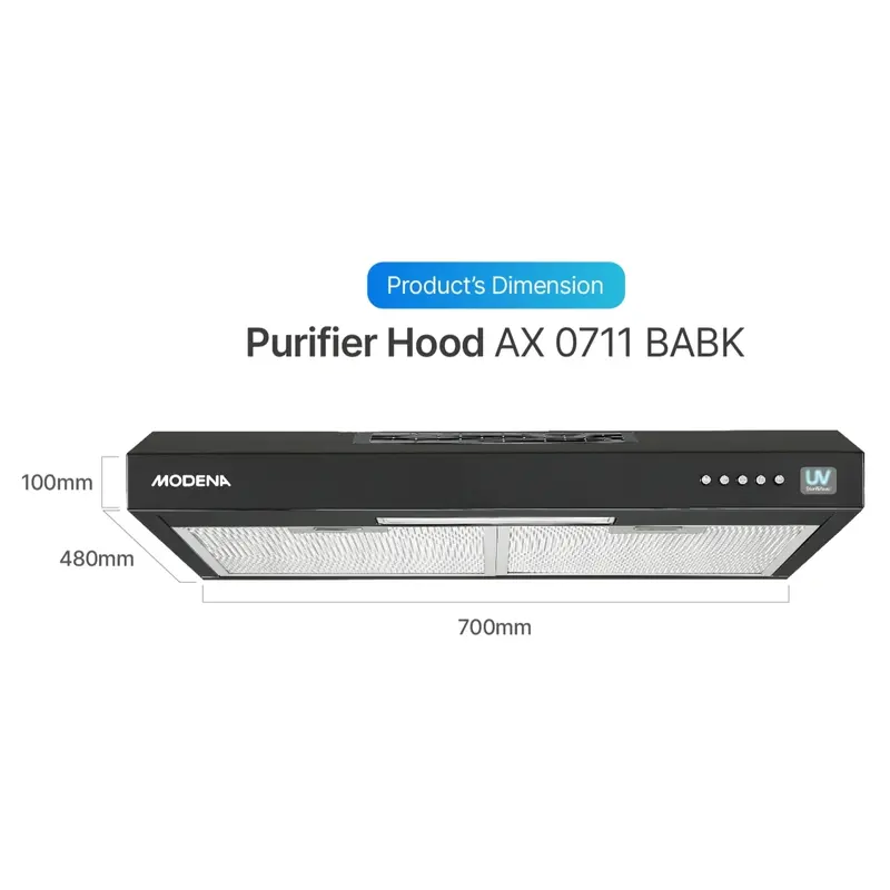 MODENA COOKER HOOD AX 0711 BABK / AX0711BABK  SLIM HOOD 70CM 1