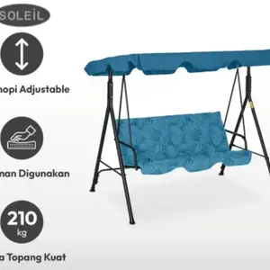SOLEIL Kursi Ayunan 2 Dudukan/Swing Chair Stripe PutihBiru New Arrival