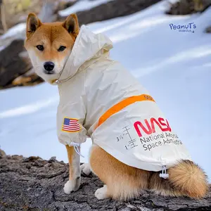 NASA (reflective white) Windbreaker jacket for Dogs (Black) - Baju anjing / dog jacket / dog apparel