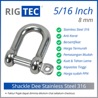 Gambar Dee Shackle / Segel Dee Stainless Steel 316 8 mm 5/16 Inch RIGTEC dari RIGTEC OFFICIAL Kota Administrasi Jakarta Utara 1 Tokopedia