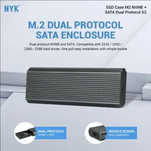 Case SSD M.2 NVME + M.2 Sata dual protocol NYK S3 Enclosure SSD M2 Sata Casing NVme