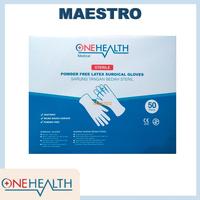 Gambar Sarung Tangan Bedah Steril OneHealth Latex Surgical Gloves Handscoon dari Maestro Medika Kota Tangerang 3 Tokopedia