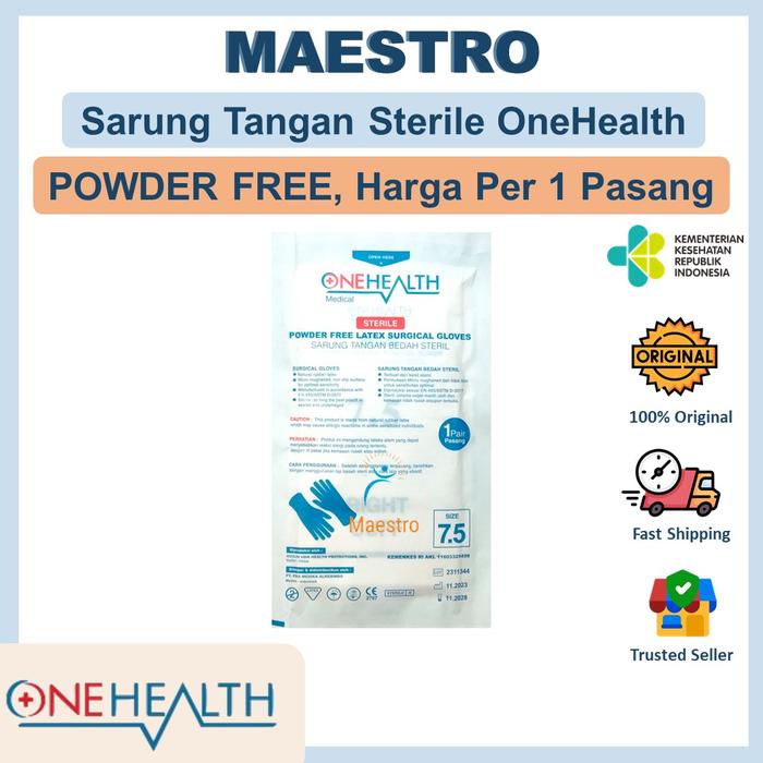 Gambar Sarung Tangan Bedah Steril OneHealth Latex Surgical Gloves Handscoon dari Maestro Medika Kota Tangerang Tokopedia