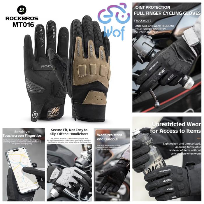 Gambar ROCKBROS MT016-02 Black Brown Sarung Tangan Sepeda Motor Full Finger Gloves PU Leather Non-slip Gloves Motorcycle Cycling Touch Screen Sports Protection Gloves Breathable Bicycle MTB Road Bike - S dari Wof Wheel of Fortune Official Kab. Tangerang Tokopedia