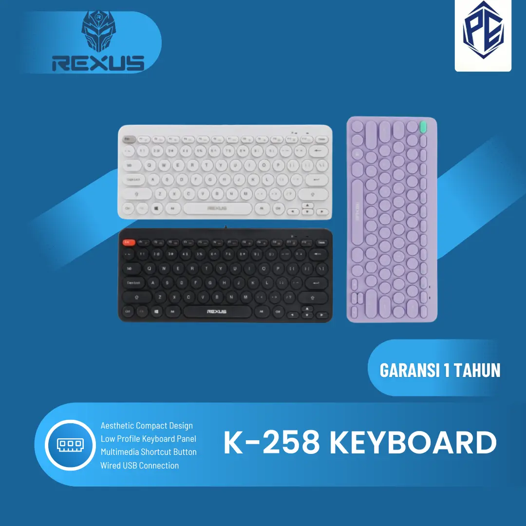 Rexus K258 / K-258 Mini Keyboard Office Compact Design Wired