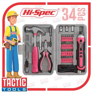 Mesin Obeng Cordless 4volt Hi-Spec set 34pcs Screwdriver Cordless
