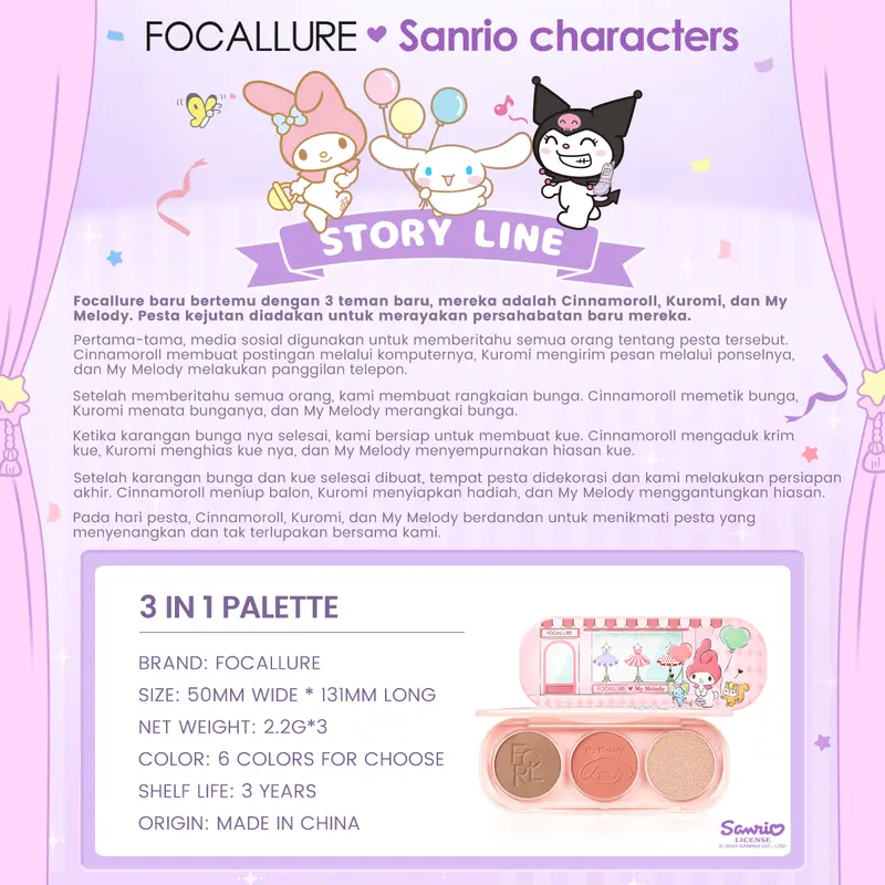 FOCALLURE X Sanrio #DressUpSlay Pro Sculpt 3-in-1 Facial Palette FA-F45 5