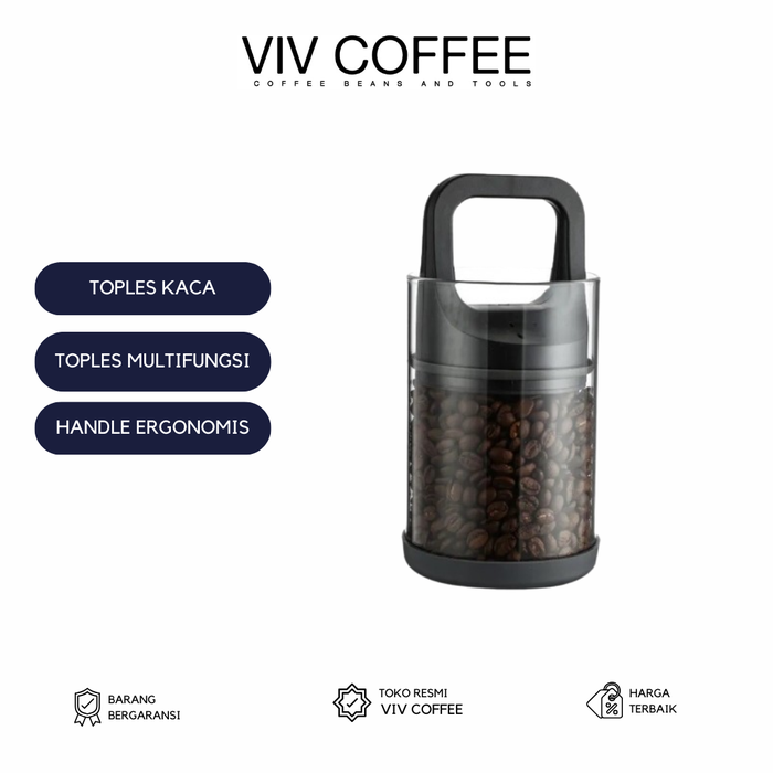 Gambar Toples Kaca Biji Kopi Coffee Beans Vacuum Sealed Lid dari Viv Coffee Kota Administrasi Jakarta Barat Tokopedia