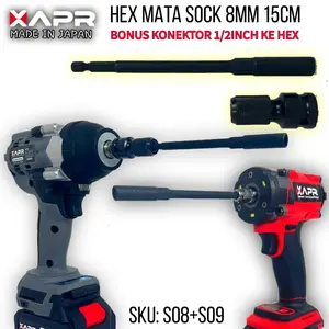 APR HEX MATA SOCK 8MM PANJANG UNTUK IMPACT WRENCH SERVIS KIRI MATIC S08 S09