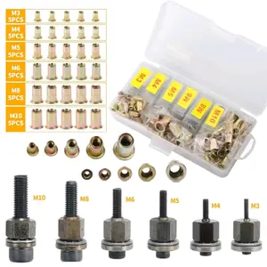 36pcs Rivet Kepala Adaptor Hand Rivet Nut Gun Manual Riveter Rivnut Paku Keling Berulir Carbon Steel