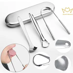 3pcs Alat Pembersih Lidah Dewasa Stainless Steel Scraper alat untuk membersihkan lidah