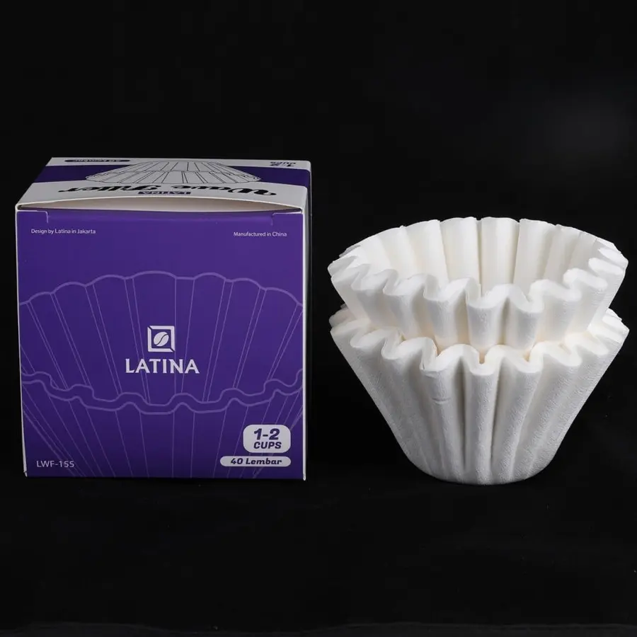 Latina Wave Saringan Kopi Paper Filter 155W Putih 1-2 Cups Elegan 40 Lembar Per Pack Aliran Cepat Tanpa Bau