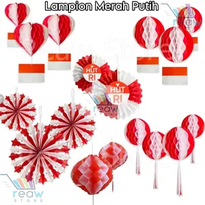 Lampion Gantung Paperfan Honeycomb Merah Putih Hiasan Dekorasi Dirgahayu HUT RI 17 Agustus