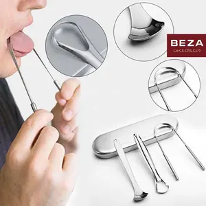 Alat Untuk Membersihkan Lidah 3pcs  Pembersih Lidah Stainless Steel Pengerik Lidah  Bau Mulut Scraping