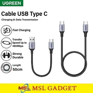 UGREEN Kabel Powerbank Pendek USB Type C to C QC SFC Super Fast Charging