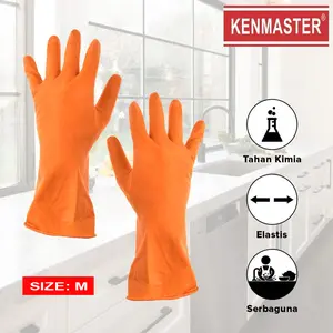 Sarung Tangan Karet Latex Orange / Kenmaster Sarung Tangan Cuci Piring