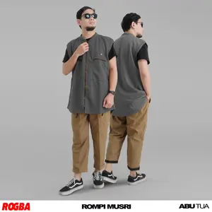 Rompi Musri ROGBA Abu Tua - Rompi Motor Pria Muslim Bahan Fleece Diamond Tebal Hangat Rompi Sholat