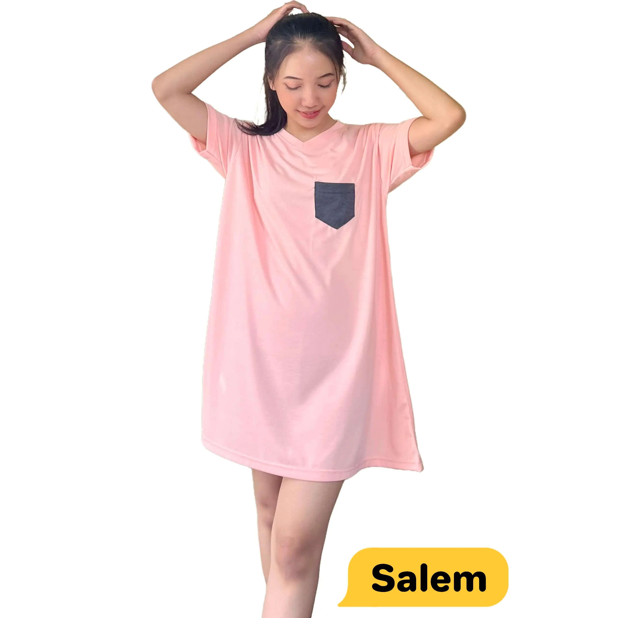 Mini Dress Homedress Daster Baju Tidur Wanita Ibu-ibu Remaja Bahan Kaos Polos Kekinian Nyaman Adem untuk Rumahan Santai Sehari-hari Murah Korea Style Premium