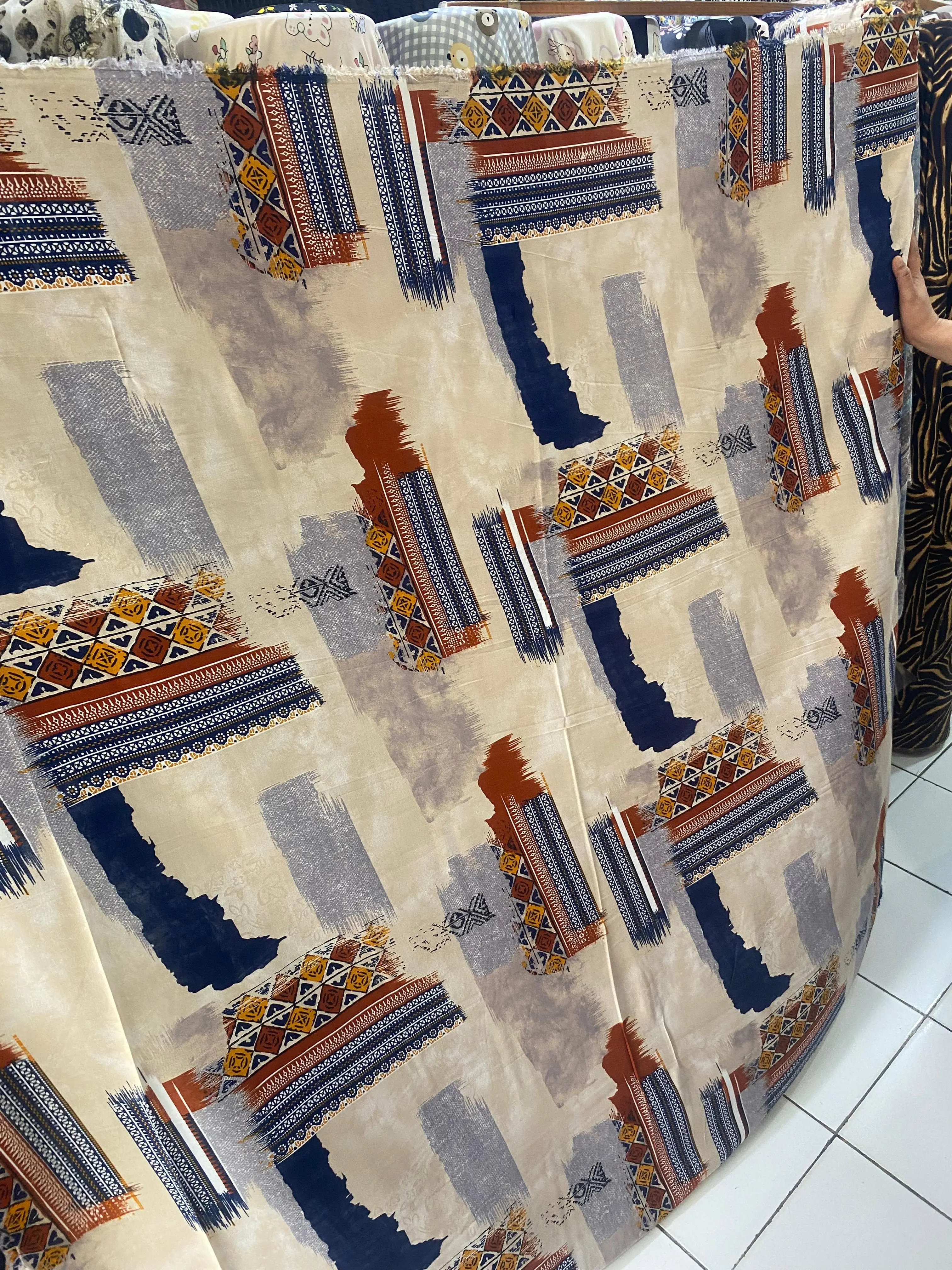 kain katun rayon viscose motif abstrak terbaru bahan adem best seller