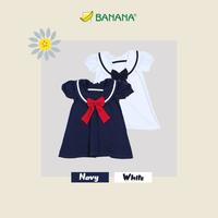 Gambar BANANA Dress sailor bayi perempuan krah pelipit pita besar - Putih, S dari BANANA Official Store Kota Administrasi Jakarta Timur 2 Tokopedia