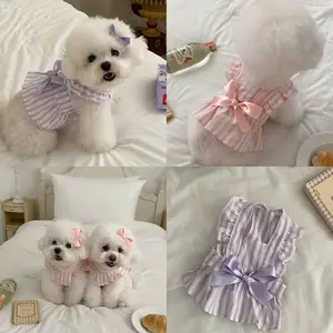 Jia stripe ribbon korea dress (baju anjing kucing)