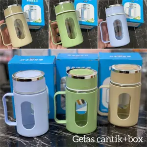 TJ-748 Gelas Jar kaca warna 500ml Gelas Centel Jar kaca