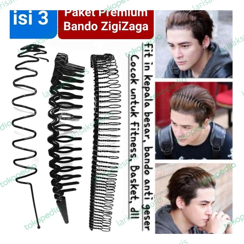 Bando Pria Fitnes Olahraga Sport PAKET BANDO PREMIUM isi 3 bando hitam ...