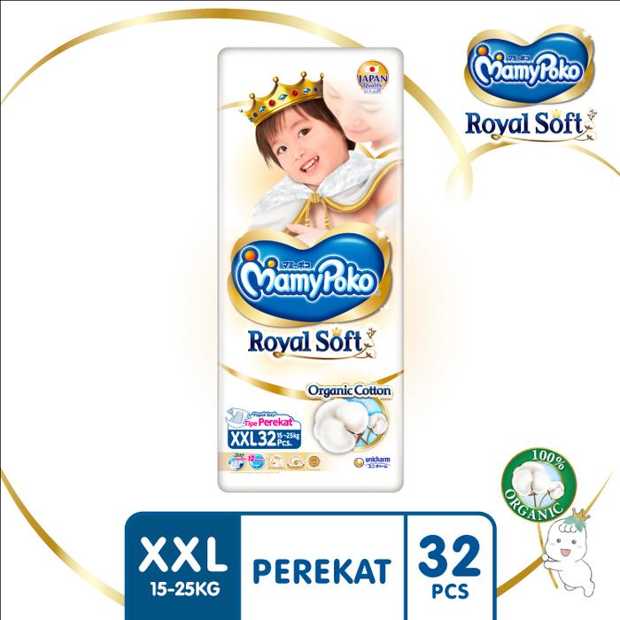 Gambar Mamypoko Royal Soft Organic Cotton - XXL 32 - Popok Tape dari MamyPoko Indonesia Kota Administrasi Jakarta Utara Tokopedia