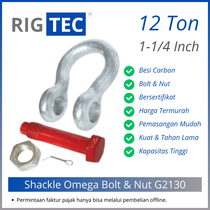 Gambar Bow Shackle / Segel Omega 1-1/4 Inch 12 Ton Bolt & Nut G2130 RIGTEC dari RIGTEC OFFICIAL Kota Administrasi Jakarta Utara Tokopedia