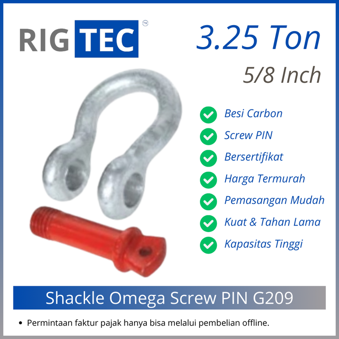 Gambar Bow Shackle / Segel Omega 5/8 Inch 3.25 Ton Screw Pin G209 RIGTEC dari RIGTEC OFFICIAL Kota Administrasi Jakarta Utara Tokopedia