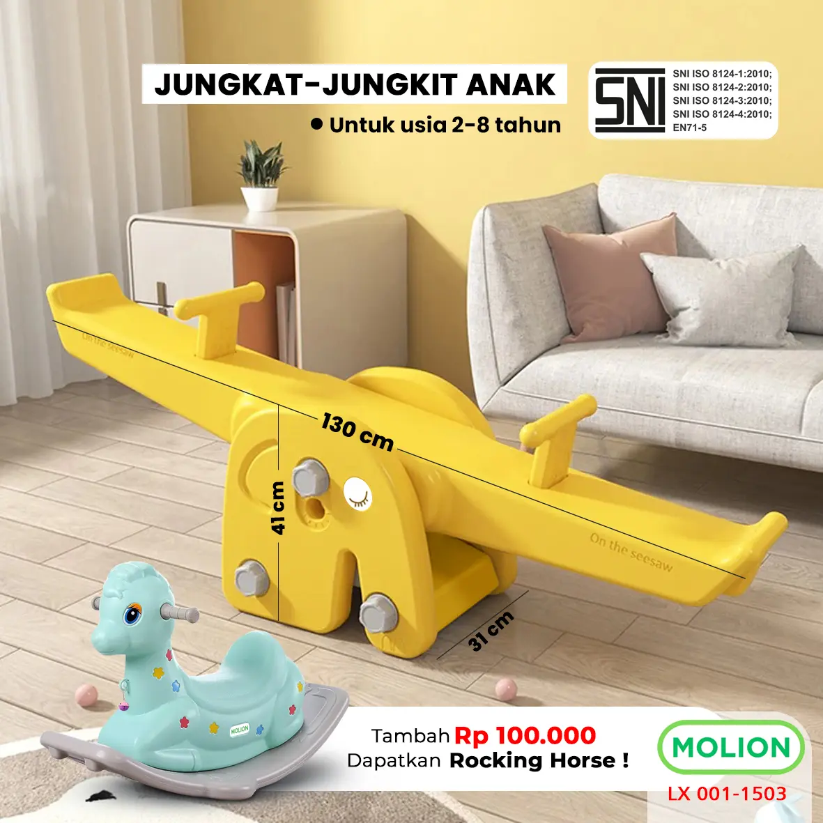MOLION Jungkat Jungkit Anak  Prosotan Seesaw Kuda Kudaan 001-M1505