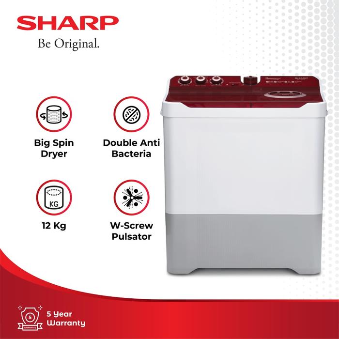 Gambar SHARP Mesin Cuci 2 Tabung ES-T1490WA-RD DOLPHINWAVE 14Kg Red dari Sharp Official Store Tangerang Kab. Tangerang Tokopedia