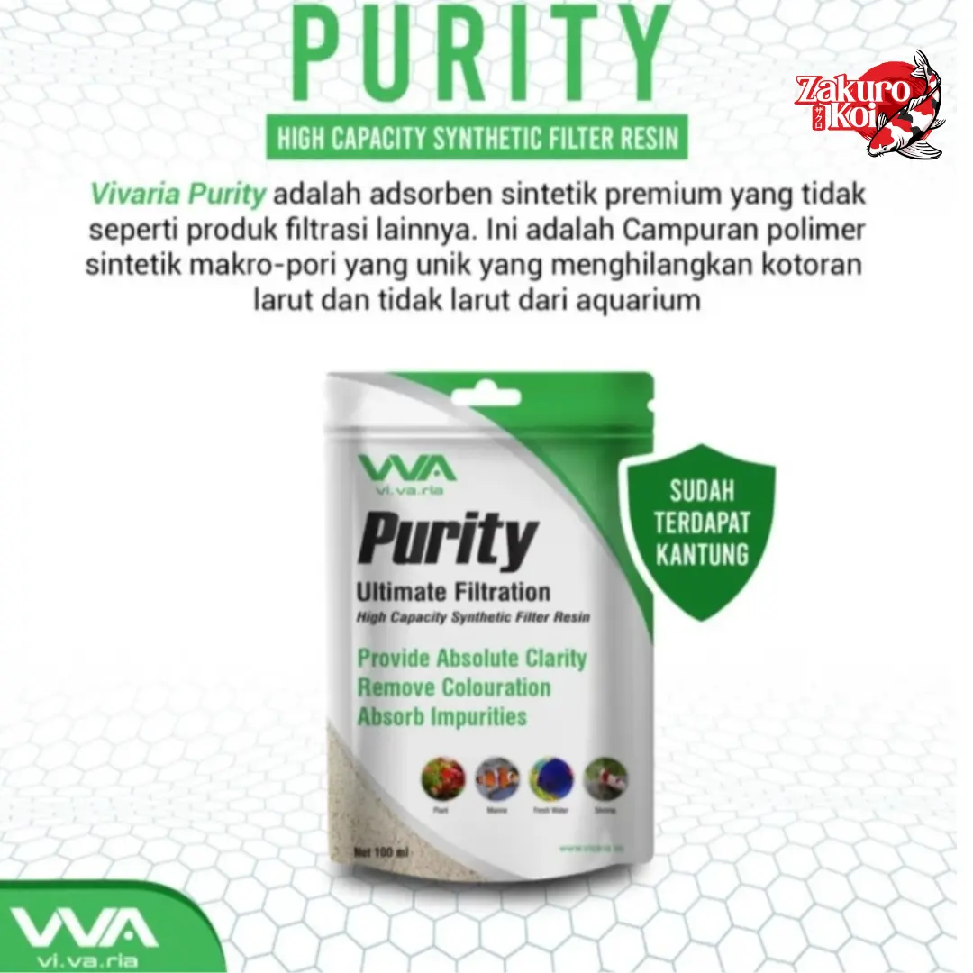 Vivaria Purity 100ml plus bag pengurang warna kuning air kolam koi