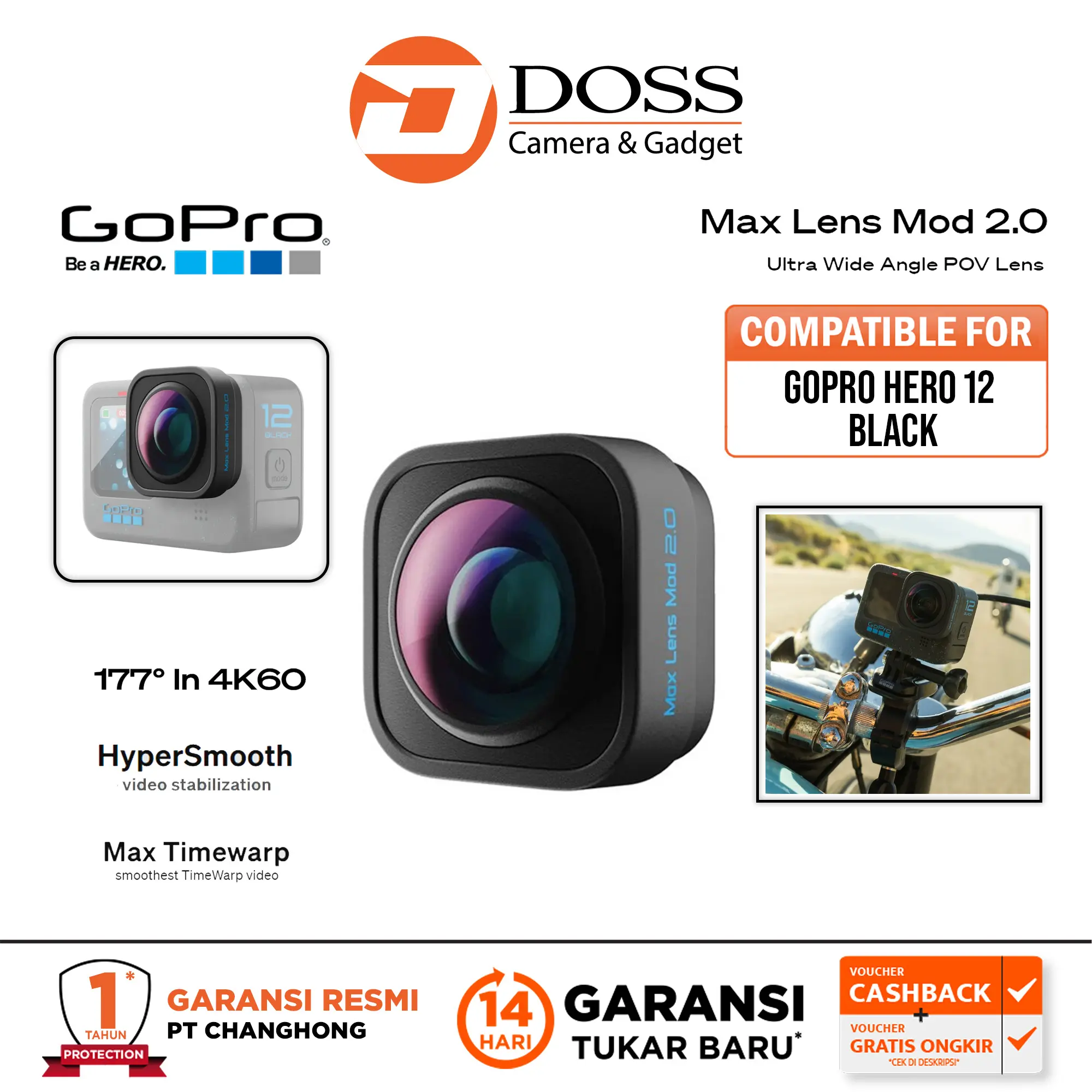 GoPro Max Lens Mod 2.0 Ultra Wide Angle POV Lens Mod Go Pro