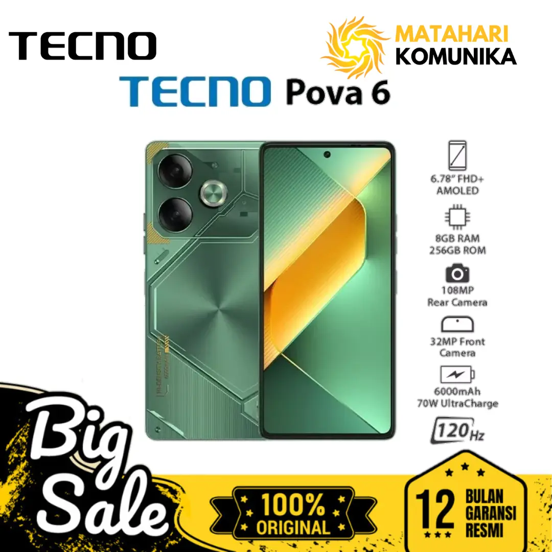 Tecno Pova 6 16GB/256GB 24GB/256GB New Garansi Resmi