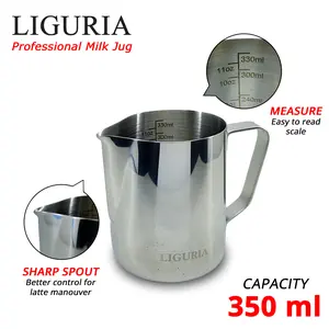 Liguria Milk Jug Latte Art Steam Pitcher with Measuring Scale 350 ml