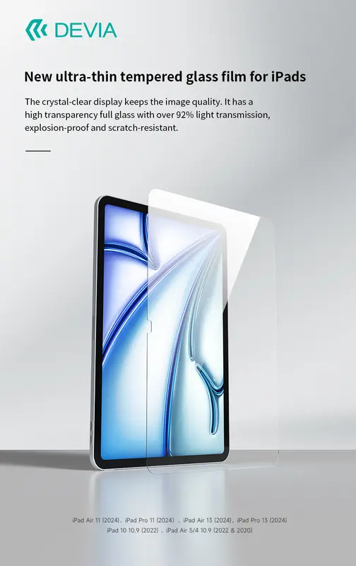 Tempered Glass iPad Pro 11" 13" 2024 M4 Inch Devia Screen Protector 1