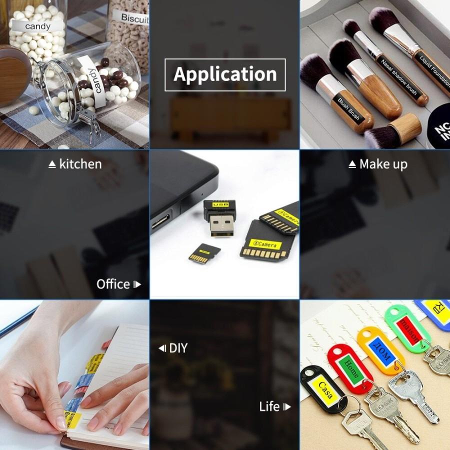 Label Tape Printer for Brother TZE 241 641 251 261 651 661 211 611 221 231 621 631 8m 6mm 9mm 12mm 24mm Black on White Yellow Putih Kuning