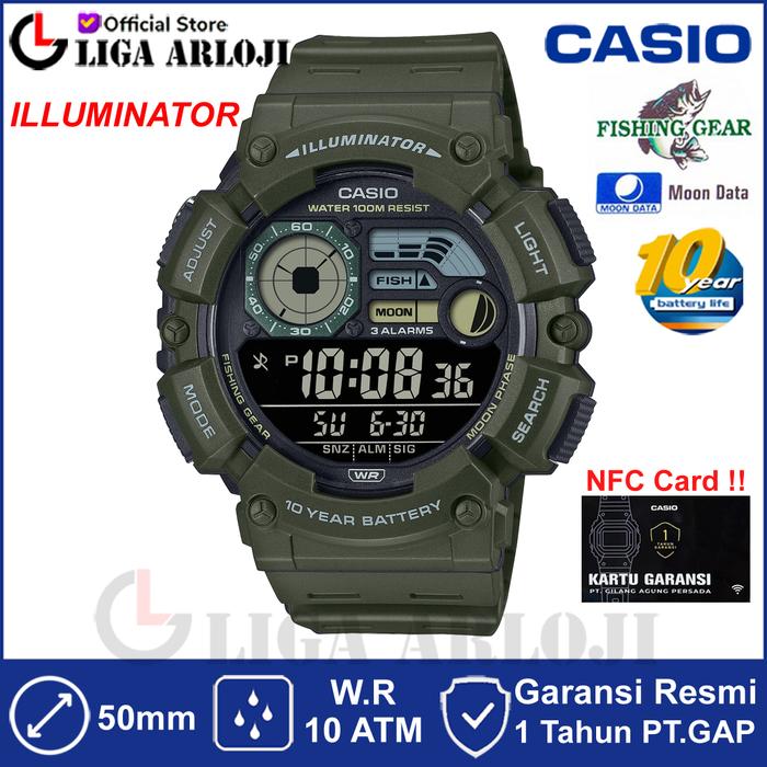 Gambar CASIO WS-1500H-3BVDF Jam Tangan Pria Digital Fishing Gear WS1500H WS-1500H-3B WS 1500H 3BVDF dari Liga.Arloji Kota Administrasi Jakarta Pusat Tokopedia