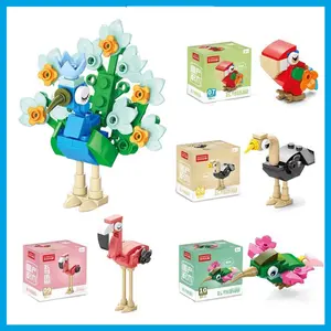 Flamingo Balok Susun Bird Merak Susun Block Nano Block Puzzle Burung Building Bricks Mainan