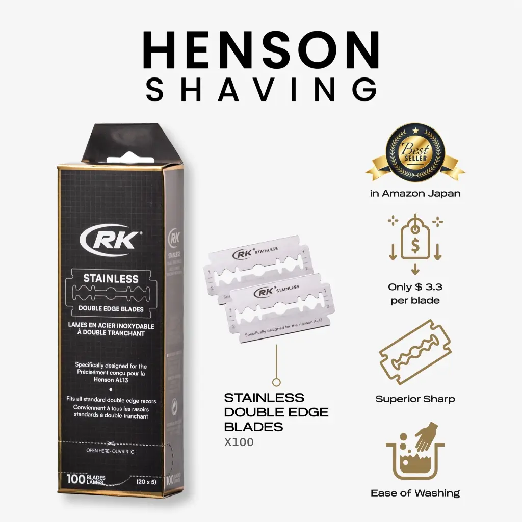HENSON RK Razor Blades Refill Stainless Steel Double Edge 100 pcs Isi Pisau Cukur Kualitas Tinggi Cocok untuk Henson AL13