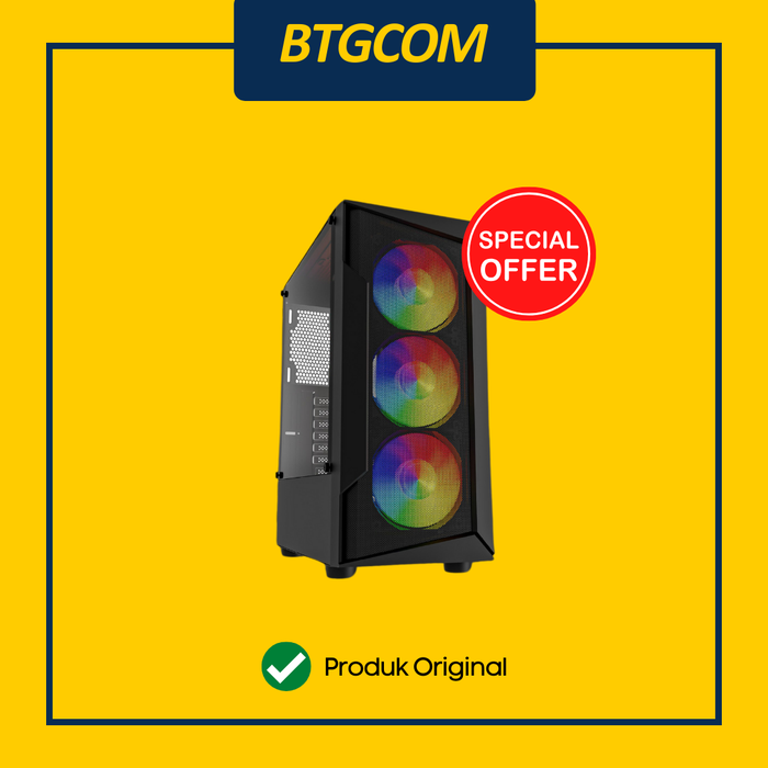 Gambar CASING MID TOWER VENOMRX ROCKSTAR GAMING PC CASE ATX FREE 3 ARGB FANS dari btgcom Kota Denpasar Tokopedia