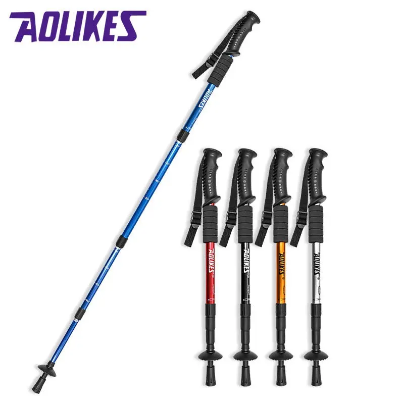 Aolikes Trekking Pole 3401 Tongkat Gunung Ringan Retractable & Adjustable + Spons Penyerap Keringat Hiking Treking Travel Camping Mendaki  Anti Shock Anti Slip