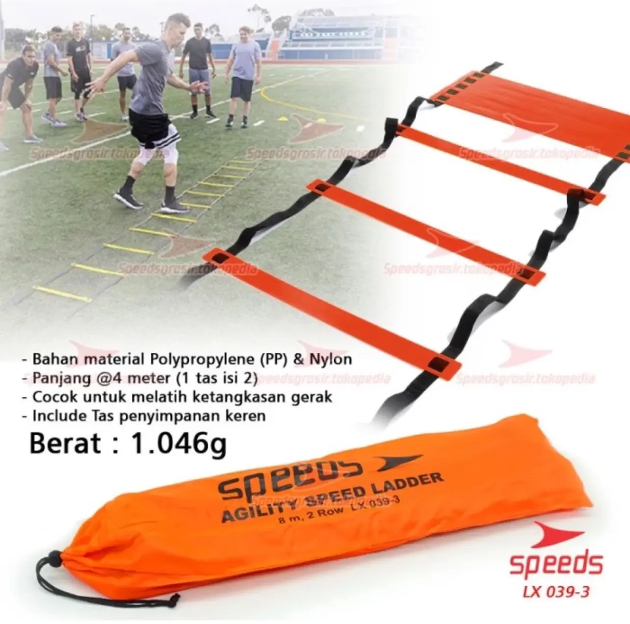 AGILITY LADDER AGILITY PRACTICE TANGGA KETANGKASAN 8 METER SPEEDS 39-3
