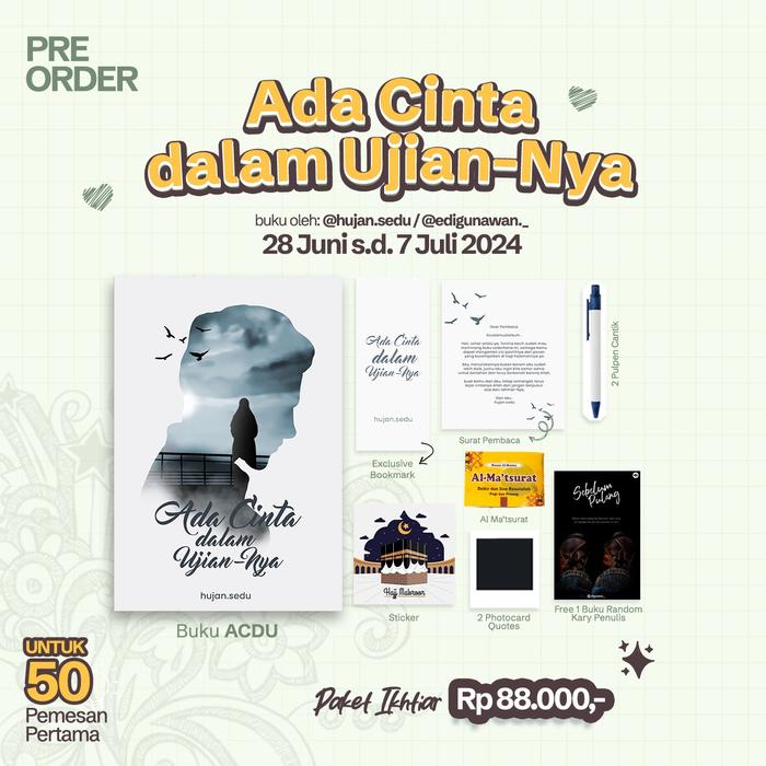 Gambar PRE ORDER Buku Pengembangan Diri - Ada Cinta Dalam Ujian-Nya - hujan.sedu - Bumifiksi dari BumifiksiJogjakarta Kab. Sleman Tokopedia