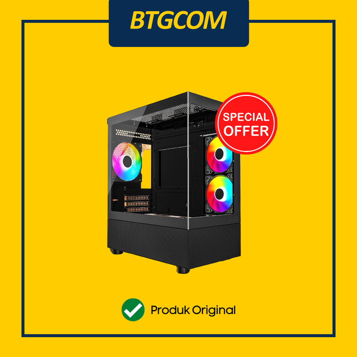 Gambar CASING VENOMRX ZEROSKY TEMPERED GLASS GAMING M-ATX/MICRO ATX PC CASE FREE 3 ARGB FANS dari btgcom Kota Denpasar Tokopedia