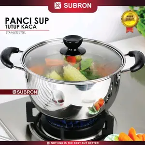 Panci Sup Tutup Kaca SUBRON Stainless Steel Premium Quality Sauce Pot